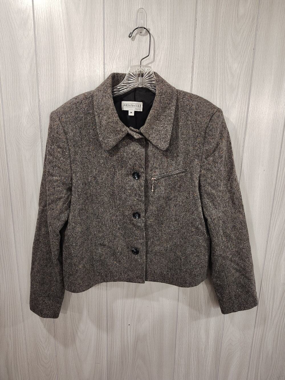 Jordan And Cole Women's Pea Coat Gray Size M Petite Office Casual Old Money